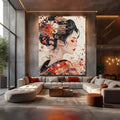Toiledart Toile Tableau femme japonais aux cheveux fleuris
