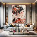 Toiledart Toile Tableau femme japonais aux cheveux fleuris