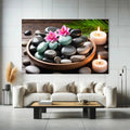 Toiledart Toile Tableau galets et fleur de lotus