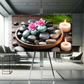 Toiledart Toile Tableau galets et fleur de lotus