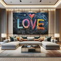 Toiledart Toile Tableau graffiti LOVE sur tableau noir