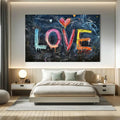 Toiledart Toile Tableau graffiti LOVE sur tableau noir