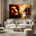 Toiledart Toile Tableau Jesus et Lion en aquarelle