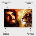 Toiledart Toile Tableau Jesus et Lion en aquarelle