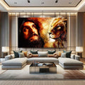 Toiledart Toile Tableau Jesus et Lion en aquarelle