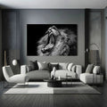 Toiledart Toile Tableau lion rugissant noir et blanc
