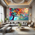 Toiledart Toile Tableau moderne arbre aux feuilles colorées