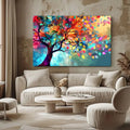 Toiledart Toile Tableau moderne arbre aux feuilles colorées