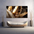 Toiledart Toile Tableau moderne plumes dorées