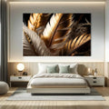 Toiledart Toile Tableau moderne plumes dorées