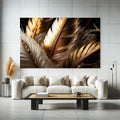 Toiledart Toile Tableau moderne plumes dorées