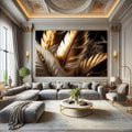 Toiledart Toile Tableau moderne plumes dorées
