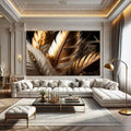 Toiledart Toile Tableau moderne plumes dorées