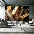 Toiledart Toile Tableau moderne plumes dorées
