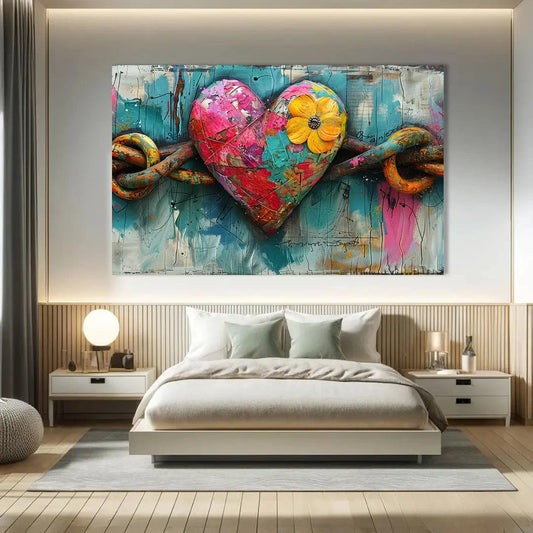 Toiledart Tableau abstrait amour Toile 60x30