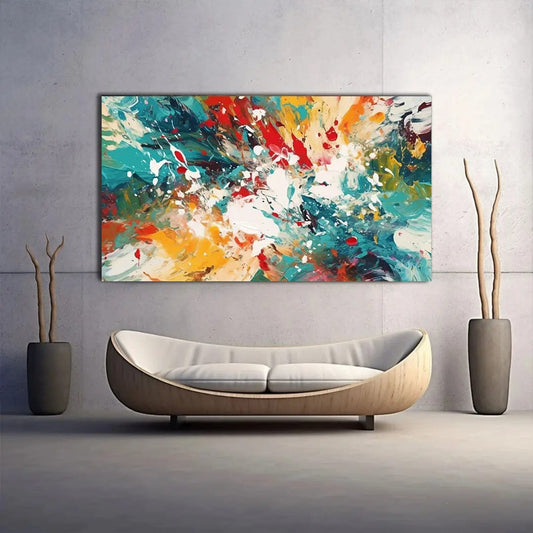 Toiledart Tableau abstrait contemporain coloré Toile 40x20