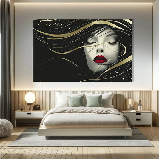 Toiledart Tableau abstrait femme luxueuse sur fond noir Toile 40x30