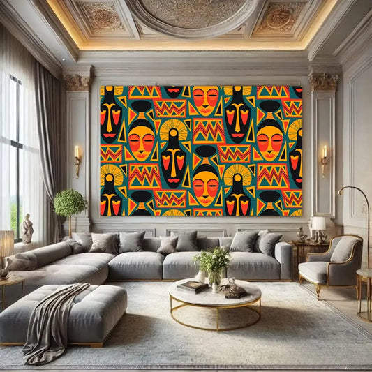 Toiledart Tableau abstrait géométrique africain Toile 40x30