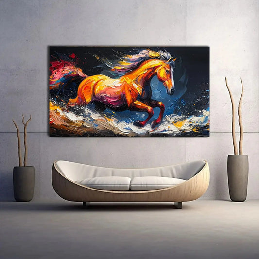 Toiledart Tableau peinture abstraite cheval Toile 40x20