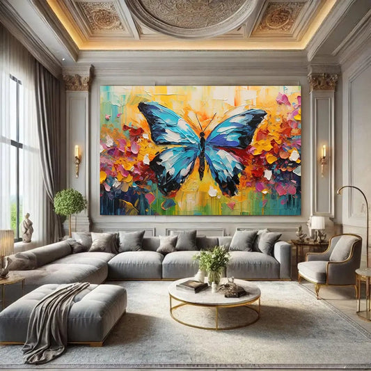 Toiledart Tableau peinture abstraite papillon coloré Toile 40x30