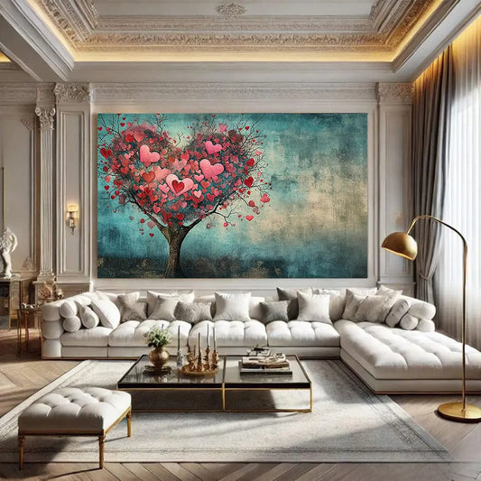 Toiledart Tableau peinture arbre de coeurs Toile 40x30