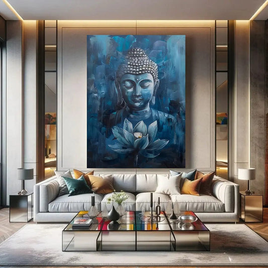 Toiledart Tableau peinture bouddha avec fleur de lotus Toile 40x30