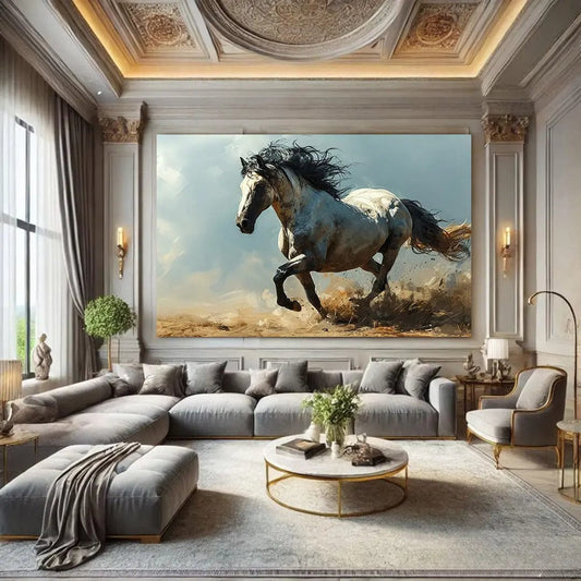 Toiledart Tableau peinture cheval de course Toile 40x30