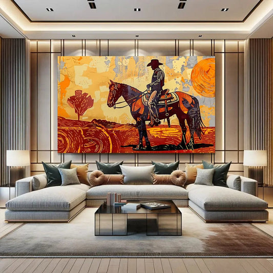 Toiledart Tableau peinture Cheval et Cavalier Toile 40x30