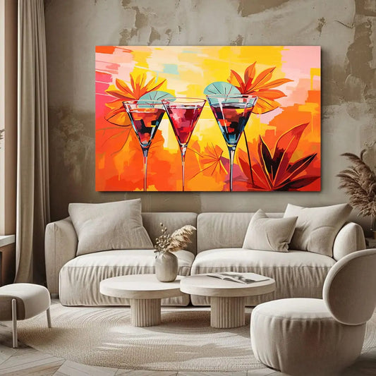 Toiledart Tableau peinture cocktails colorés Toile 40x30