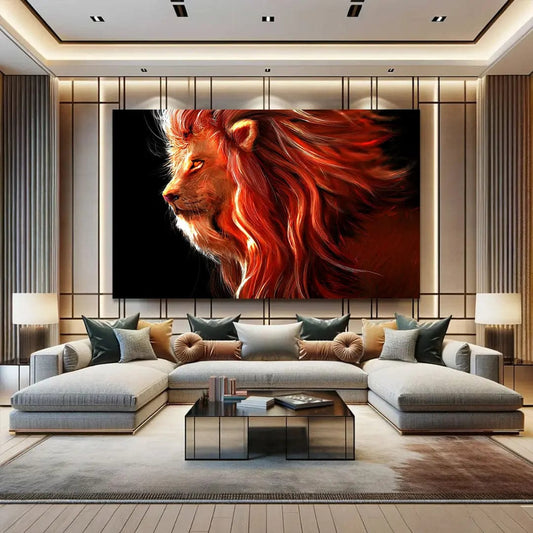 Toiledart Tableau peinture lion orangé Toile 40x30