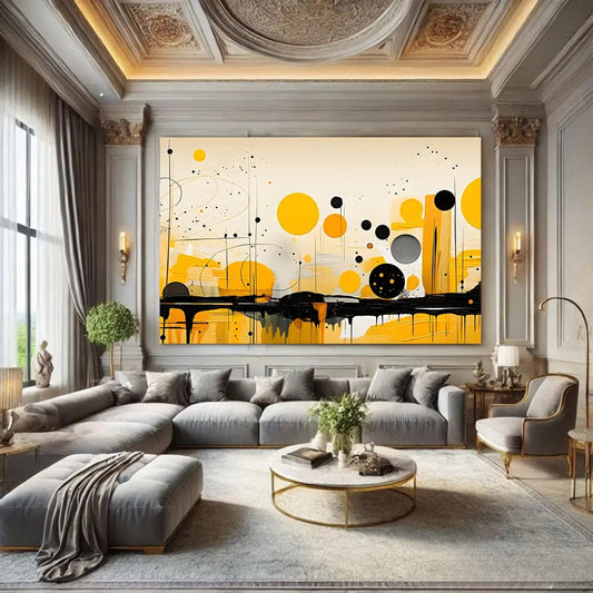 Toiledart Tableau peinture motifs jaunes et noirs Toile 40x30