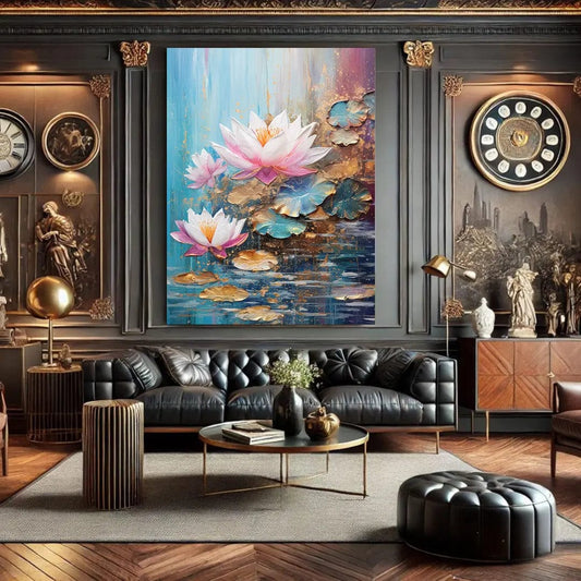 Toiledart Tableau peinture pétale de fleur de lotus Toile 40x30