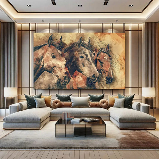 Toiledart Tableau peinture têtes de chevaux Toile 40x30