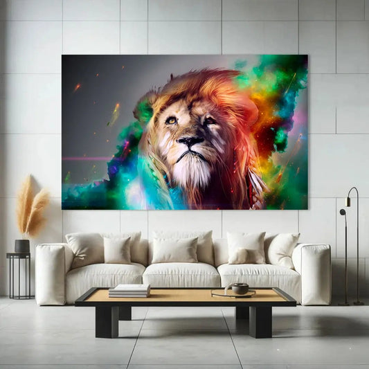 Toiledart Tableau pop lion mystique et coloré Toile 40x30