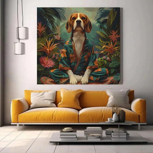 Toiledart Tableau portrait Beagle zen Toile 20x20