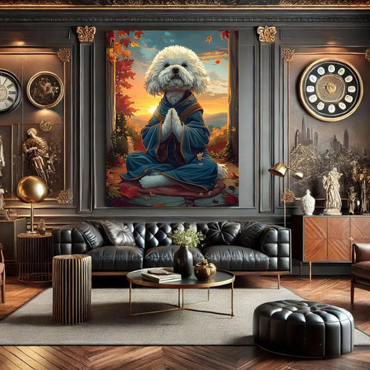 Toiledart Tableau portrait Bichon frisé zen Toile 40x30