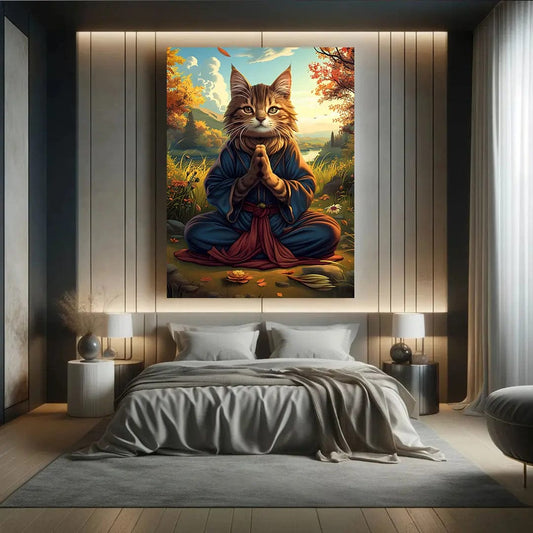 Toiledart Tableau portrait Chat moine Toile 40x30