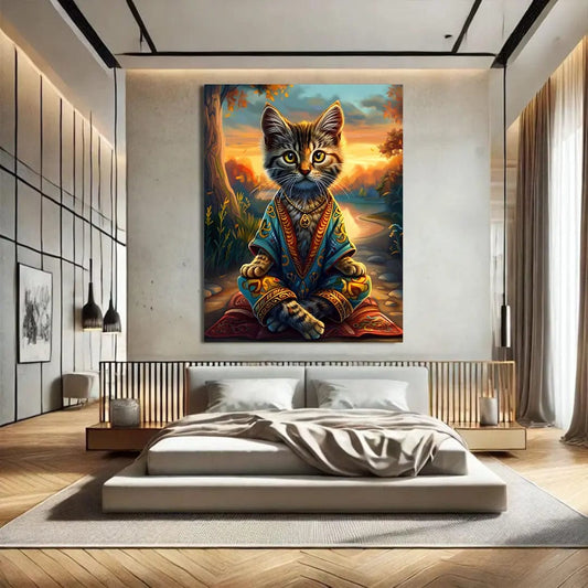 Toiledart Tableau portrait Chat zen Toile 40x30