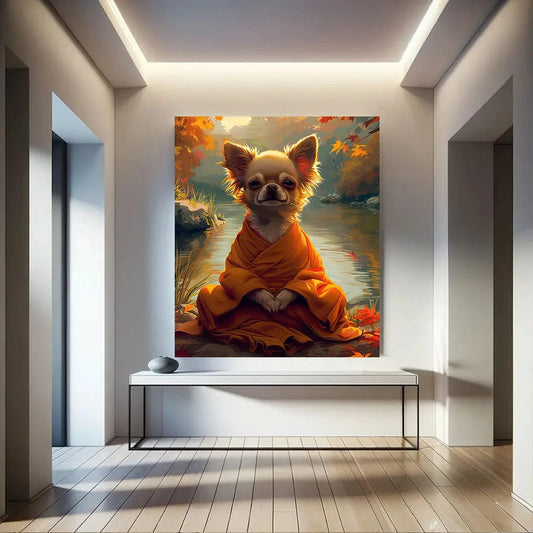 Toiledart Tableau portrait Chihuahua zen Toile 40x30