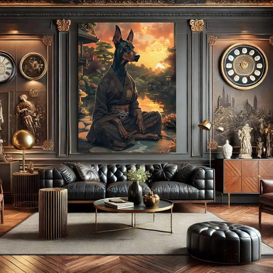 Toiledart Tableau portrait Doberman zen Toile 40x30