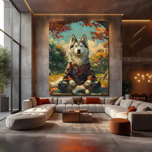 Toiledart Tableau portrait Husky zen Toile 40x30