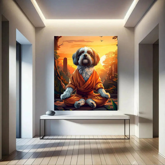 Toiledart Tableau portrait Shih Tzu zen Toile 40x30