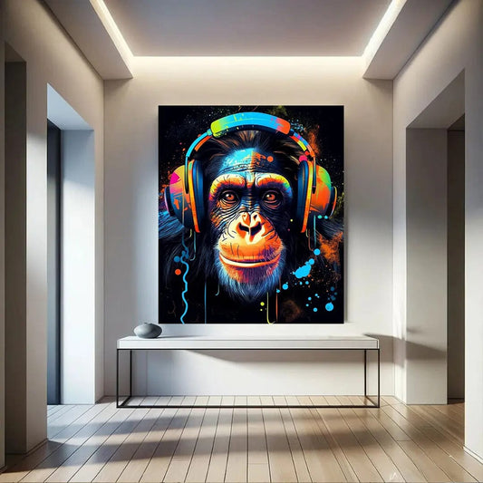 Toiledart Tableau singe avec casque Toile 40x30