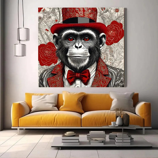 Toiledart Tableau singe avec chapeau de magicien Toile 20x20