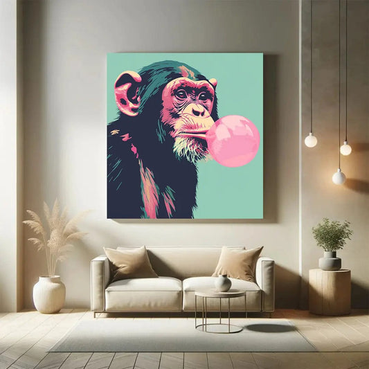 Toiledart Tableau singe avec chewing gum Toile