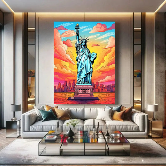 Toiledart Tableau statue de la liberté coloré Toile 40x30