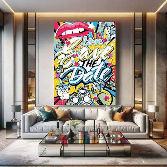 Toiledart Tableau street art graffiti love the date Toile 40x30