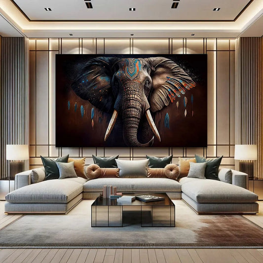 Toiledart Tableau tête d'éléphant indien Toile 40x30