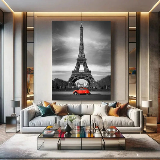 Toiledart Tableau tour Eiffel noir et blanc Toile 40x30