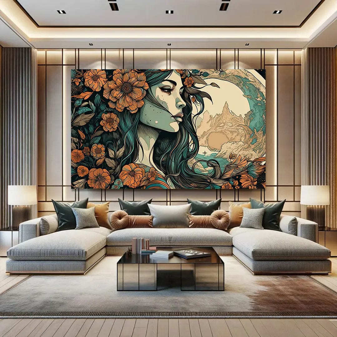Toiledart Tableau vintage de sorcière de profil Toile 40x30